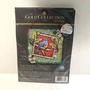 Dimensions Gold Collection Petites NOEL Ornament Cross Stitch Kit Bluebird